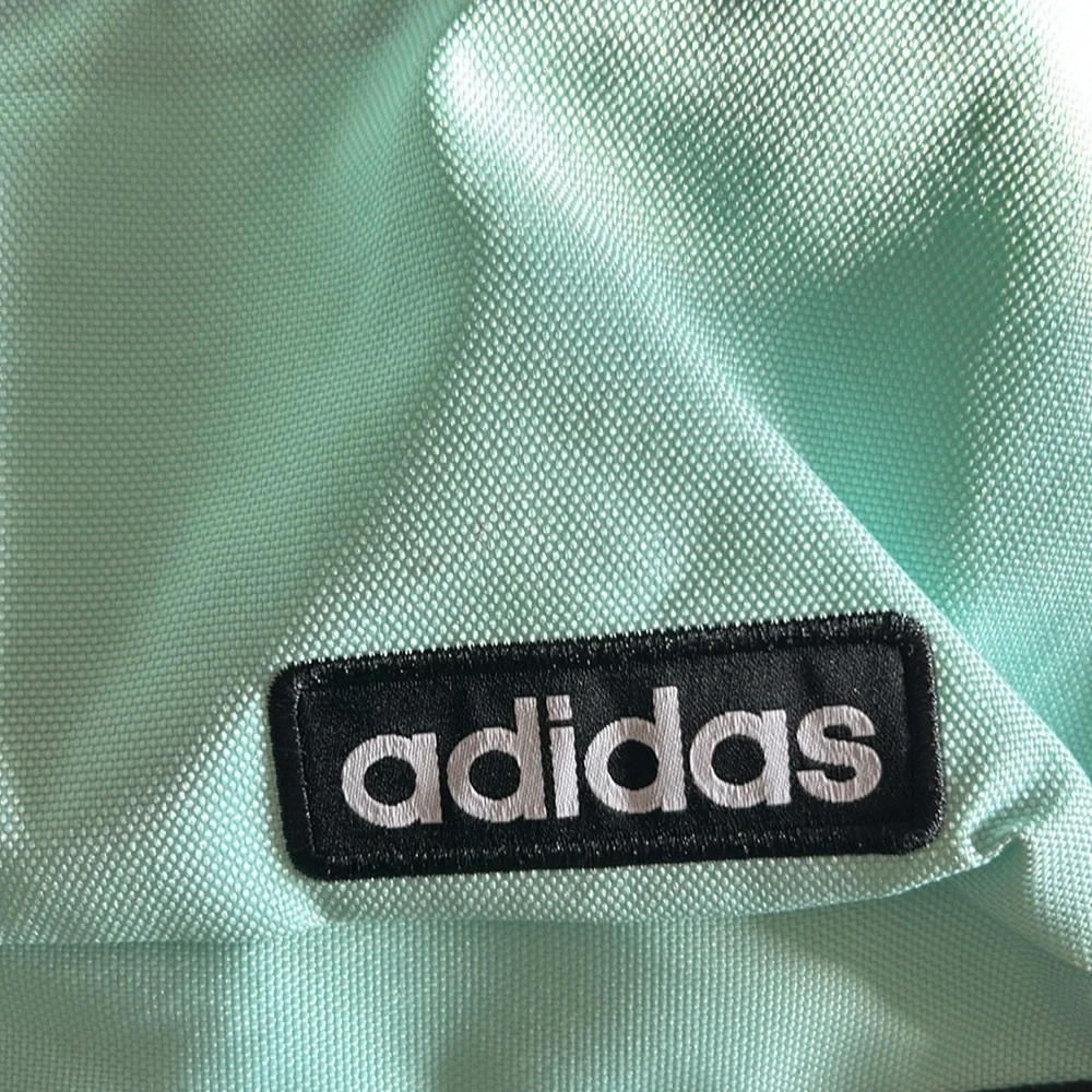 EUC Adidas Unisex Light Green Mint Green and Black Drawstring Backpack 18” 🦖